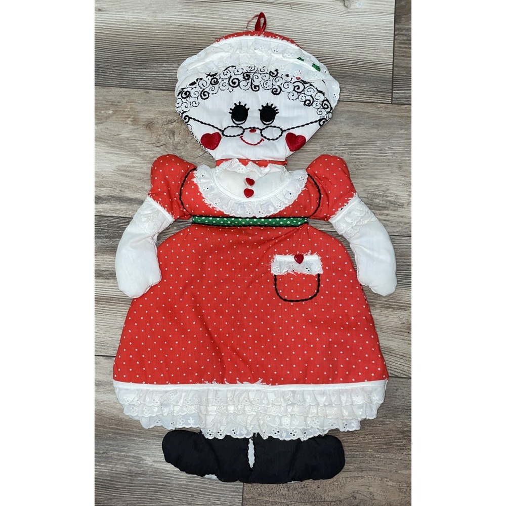 VTG Mrs Claus Fabric Wall Hanging Christmas Decor Plush‎ 1976 Springs Mills